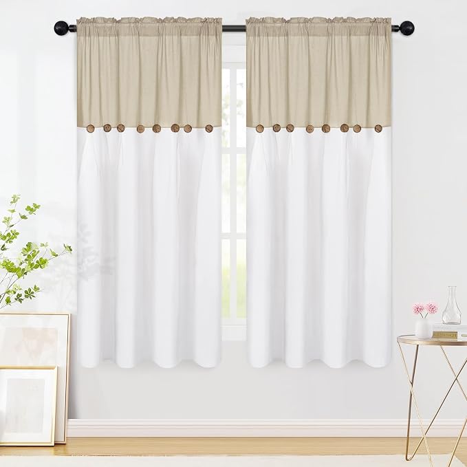 FRAMICS Farmhouse Cotton Linen Curtains by FRAMICS