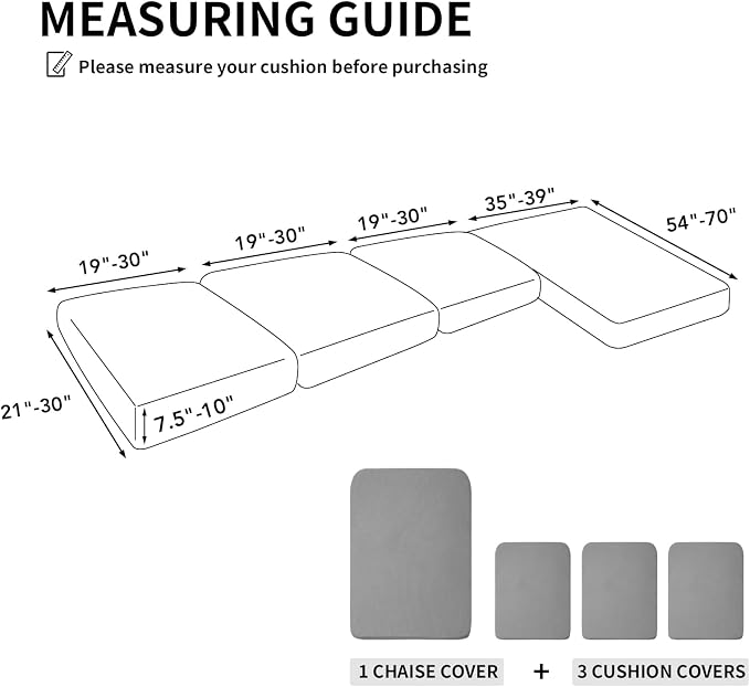Easy-Going Stretch 4 Pieces Couch Cushion Covers - Image 2