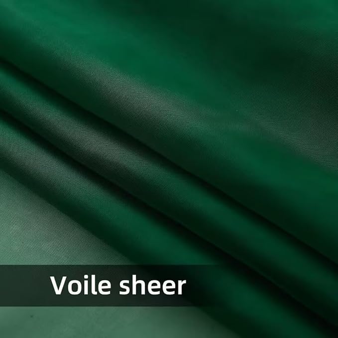 youleyar Solid Sheer Rod Pocket Curtain Voile Draperies 4 Panels White Beige - Image 6