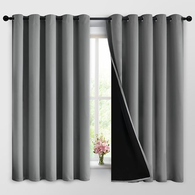 Yakamok 100% Grey Blackout Curtains by Yakamok
