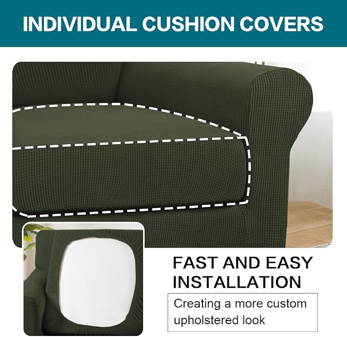 Turquoize 2 Piece Chair Covers Armchair Slipcovers - Image 5