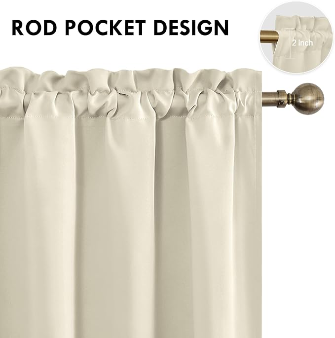 DWCN Blackout Curtains for Bedroom – Rod Pocket Thermal Insulated Noise - Image 4
