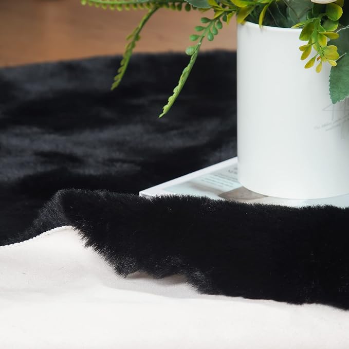 ORINOVA Black Rabbit Shaggy Fur Rug - Image 5