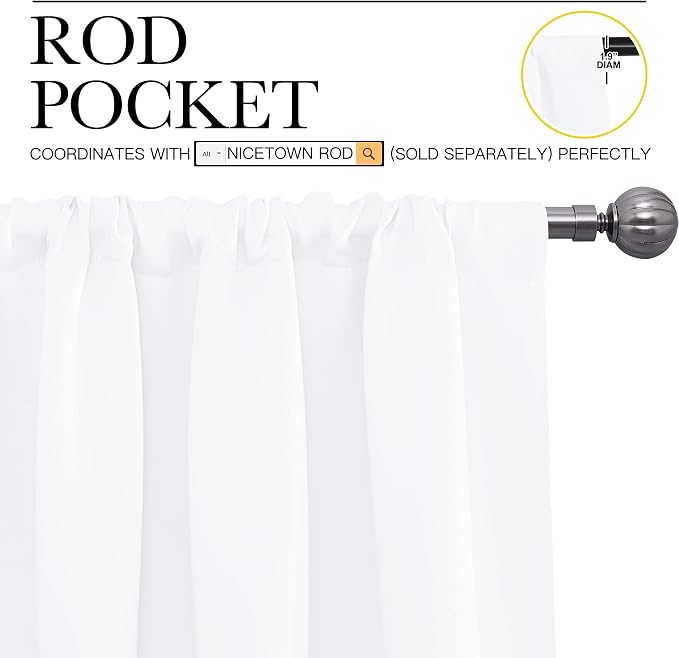 NICETOWN White Curtains for Bedroom, Short Curtains & Draperies for Small Window - Image 3