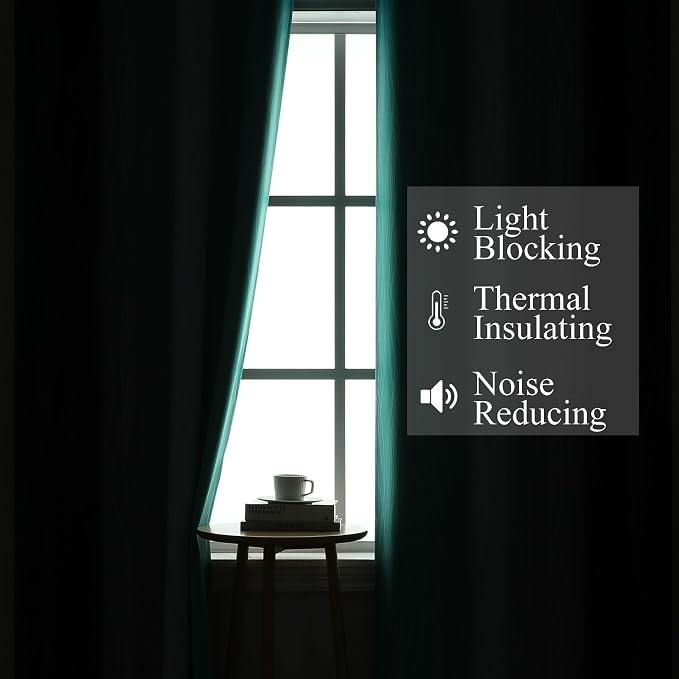 Estelar Textiler Navy Blue and Teal Gradient Blackout Curtains - Image 3