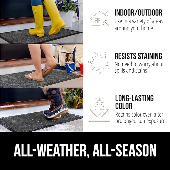 GORILLA GRIP 100% Waterproof All-Season WeatherMAX Doormat US Designed Natural - Image 3