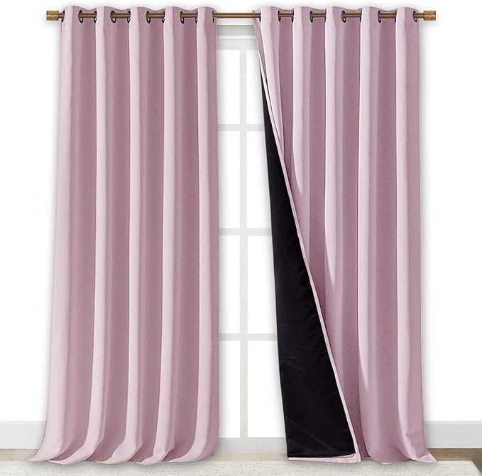 NICETOWN Full Shading Curtains for Windows, Baby Pink, 62 inches W x 95 inches L - Image 2