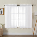 Gwine White Sheer Kitchen Curtains 36 Inch Length, Light Filtering Voile Soft by Gwine