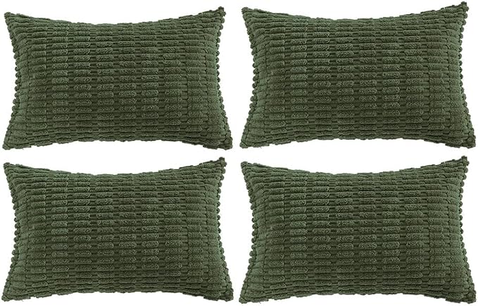 Fancy Homi 4 Packs Boho Olive Green Decorative Throw Pillow Covers 14x24 Inch by Fancy+Homi