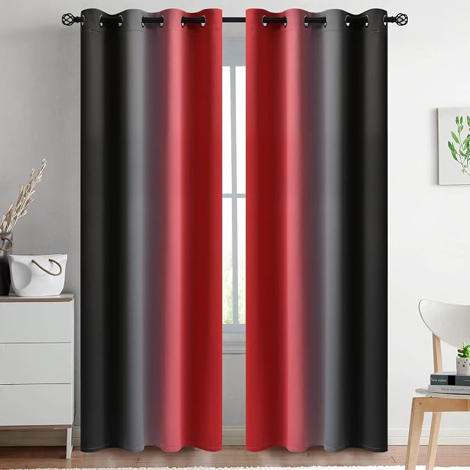 Yakamok Blackout Ombre Red and Black Curtains by Yakamok