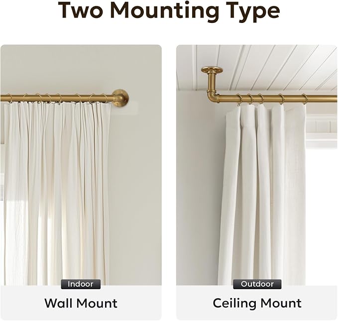 Zeerobee Curtain Rods for Windows 48 to 84, 1 Inch Industrial Wrap Around Warm - Image 5