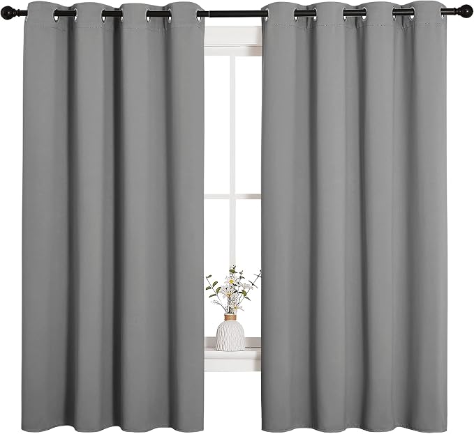 NICETOWN Silver Grey Blackout Curtain Panels - Image 2