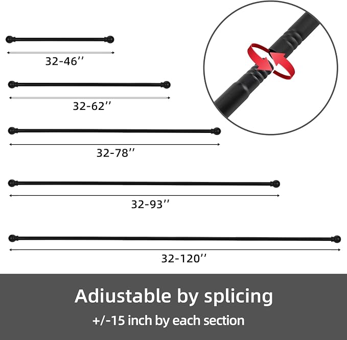 GXOACKJ 2 Pack Black Curtain Rods - Image 6