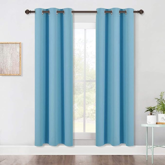 NICETOWN Blackout Window Curtains 70" L, 2 Panels, 34 inch, Teal Blue, Grommet by NICETOWN