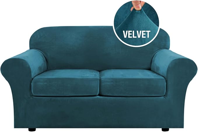 H.VERSAILTEX Real Velvet Plush 3 Piece Stretch Sofa Covers Couch Covers by HVERSAILTEX