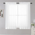 OWENIE White Sheer Curtains, 45 inches Long, 2 Panels, Rod Pocket, Light by OWENIE