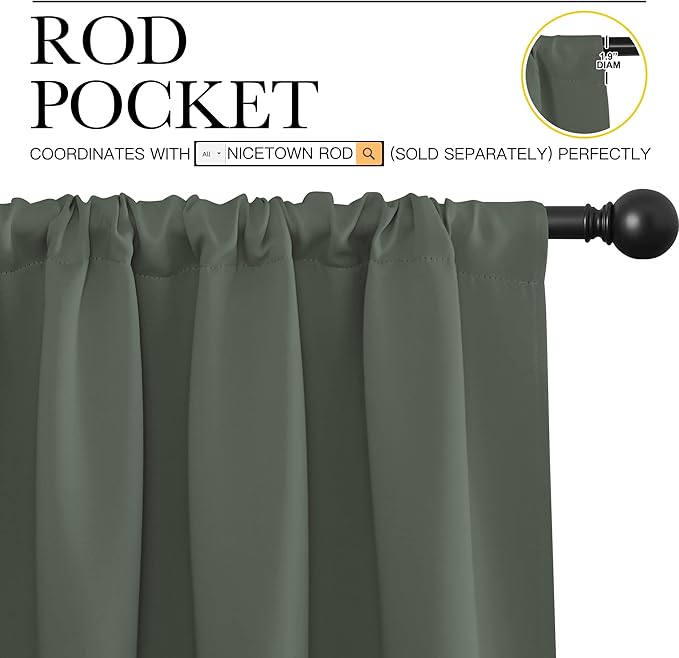 NICETOWN 2 Panels Blackout Curtains, Rod Pocket Thermal Insulated Drapess - Image 2