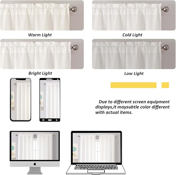 Chyhomenyc Cream Valance for Windows, Light Filtering Faux Linen Textured Small - Image 6