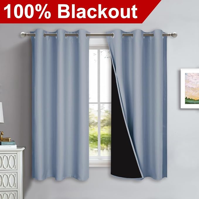NICETOWN 100% Blackout Curtains 45 inches Long, 1 Pair, 42 inches Width Each - Image 2