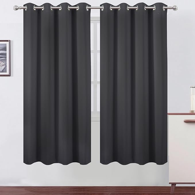 LEMOMO Dark Grey Thermal Blackout Curtains/52 x 72 Inch/Set of 2 Panels Room by Lemomo