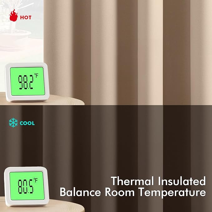 MIULEE Beige Blackout Curtains for Bedroom Living Room 90 Inches Long 2 Panels - Image 3