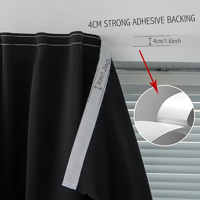 Adhesive Blackout Curtains- Self Stick Shades Window Blinds Curtains No Rod - Image 8