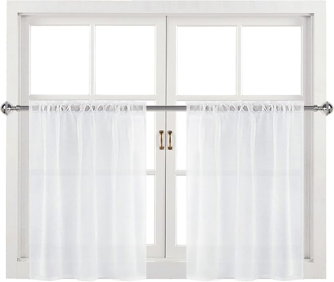 DWCN White Sheer Curtains for Kitchen Windows - Image 9