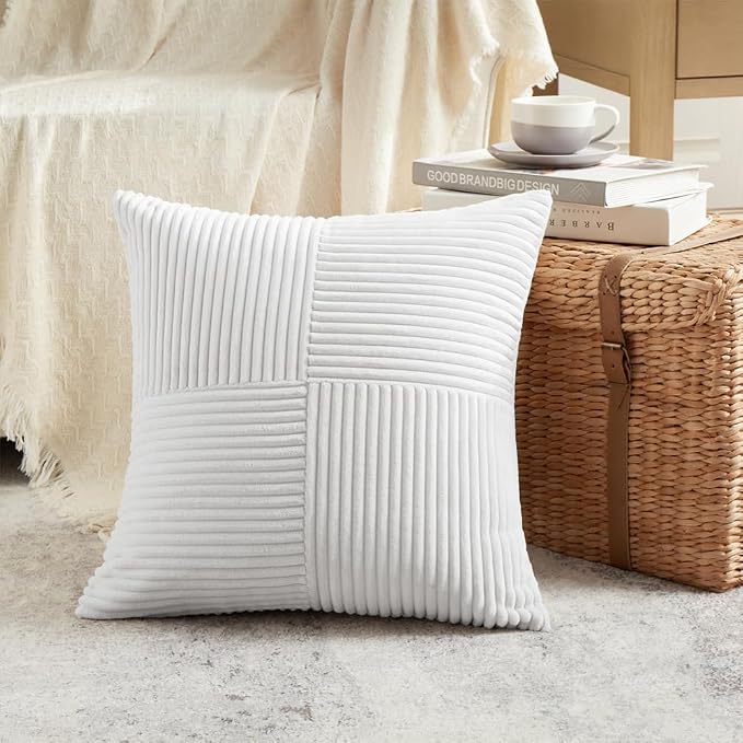 Fancy Homi 2 Packs White Samll Decorative Throw Pillow Covers 14x14 Inch - Image 2