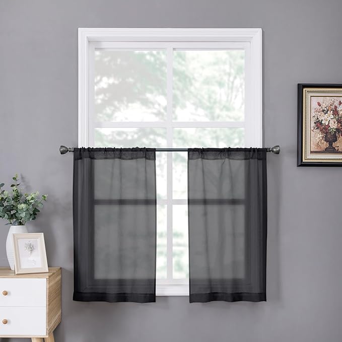 Tollpiz Sheer Tier Curtains Kitchen Linen Textured Half Curtain Sheers Light by Tollpiz