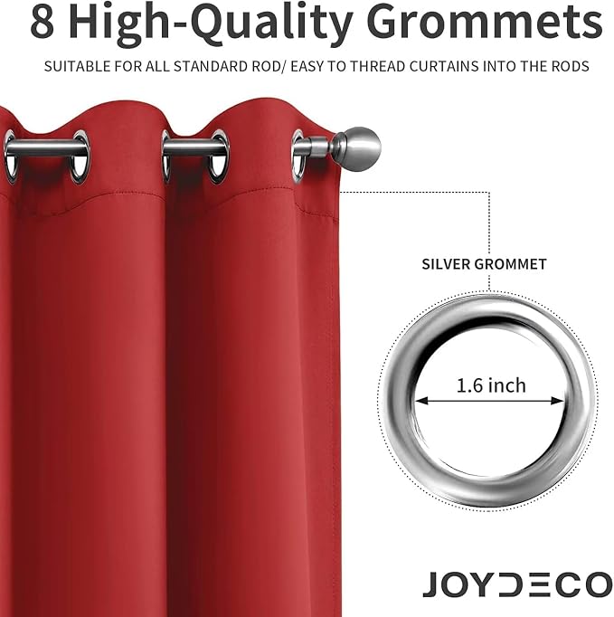 Joydeco Red Custom Solid Single Blackout Curtain - Image 5
