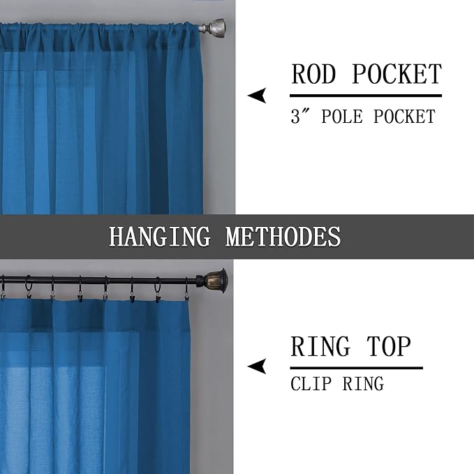 Tollpiz Sheer Tier Curtain Linen Textured Half Kitchen Curtains Sheer Light - Image 5
