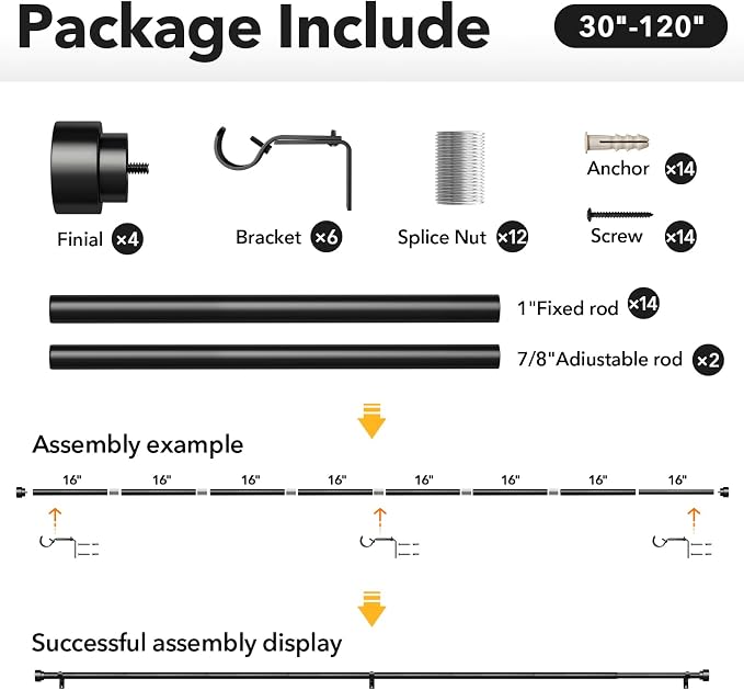 IFELS 2 Pack Heavy Duty Curtain Rods - Image 7