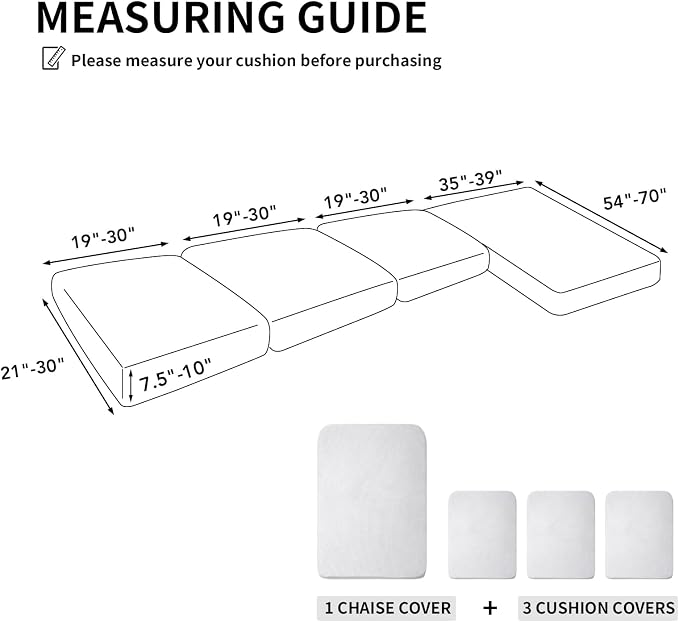 Easy-Going Stretch 4 Pieces Couch Cushion Covers - Image 2