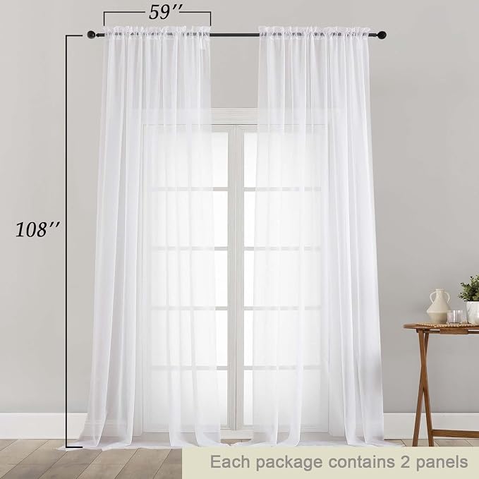 Extra Long Sheer White Curtains - Image 5