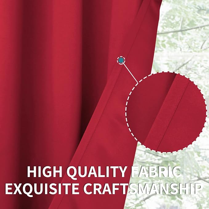 BGment Red Blackout Curtains 72 Inch Length 2 Panels Set, Grommet Thermal - Image 7