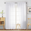 Sheer White Curtains 84 Inches Long 2 Panels, Elegant Airy Transparent Light by Home