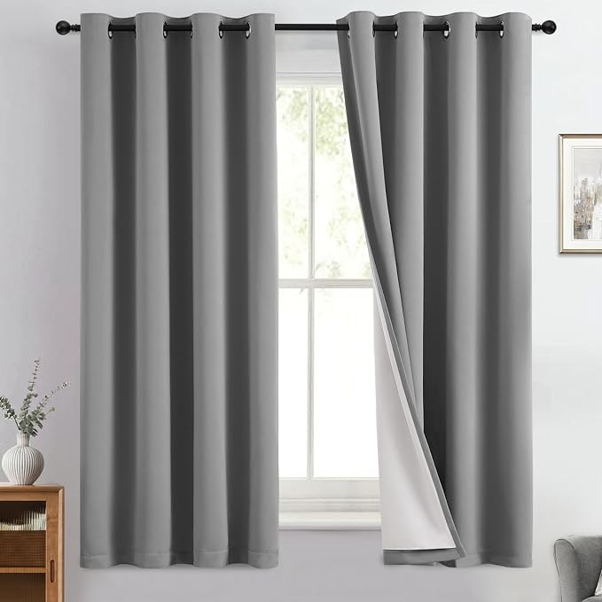 Yakamok 100% Blackout Curtain Panels 63 inches Cold and Light Blocking Drapes by Yakamok