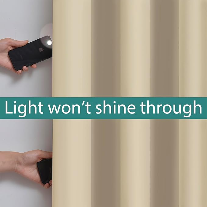 Yakamok 100% Blackout Curtains 84 Inches Long, 2 Thick Layers Heat and Full - Image 3