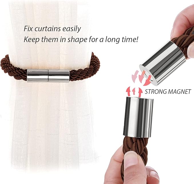 NICEEC 6 Pack Strong Magnetic Curtain Tiebacks Modern Simple Style Drape Tie - Image 4