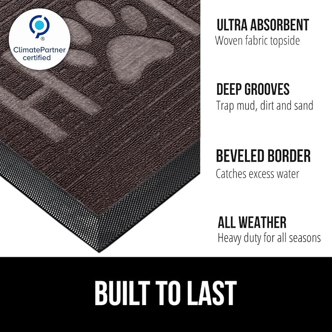 GORILLA GRIP 100% Waterproof All-Season WeatherMAX Doormat, US Designed Natural - Image 2