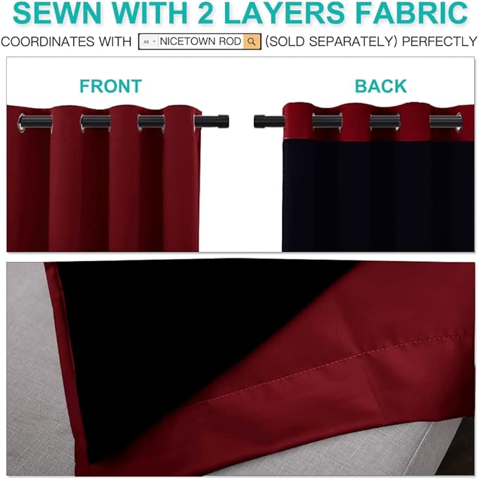 NICETOWN Cold Blocking Curtains, 100% Blackout Curtain Panels, Thermal - Image 5