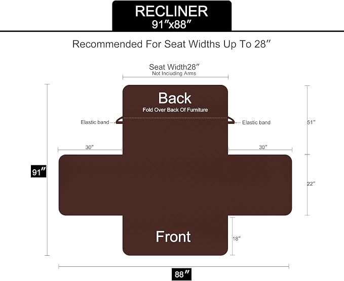 U-NICE HOME Reversible Recliner Chair Covers, Pet Friendly, Elastic Straps - Image 6