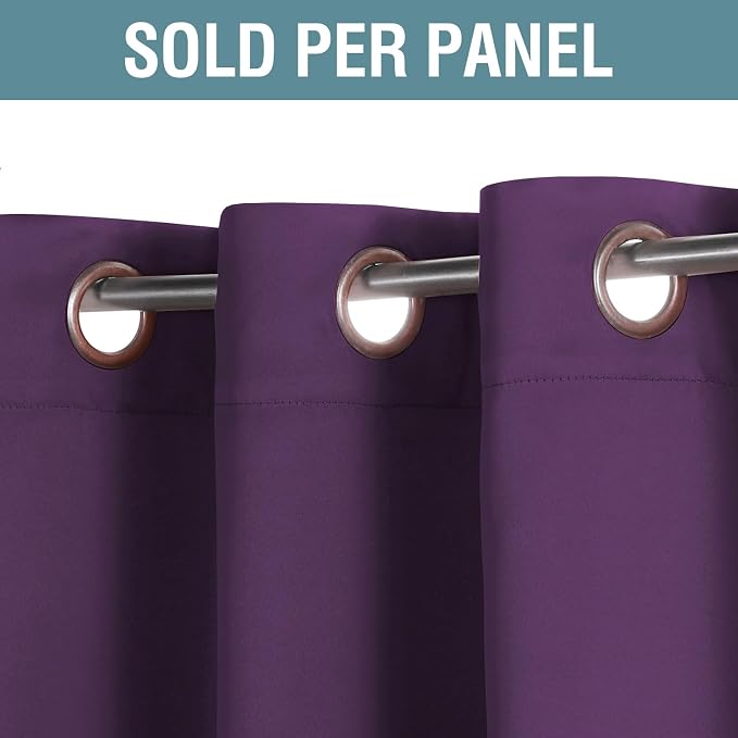 H.VERSAILTEX Blackout Curtains 63 Inch Length Purple Drapes Curtains Elegant - Image 2