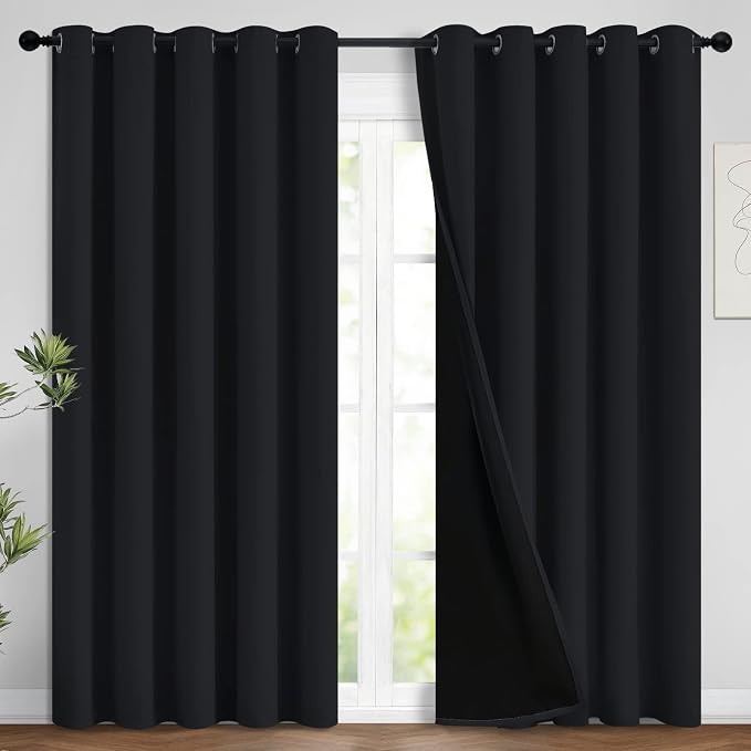 Yakamok 100% Blackout Curtains for Bedroom, 2 Thick Layers Thermal Insulated by Yakamok