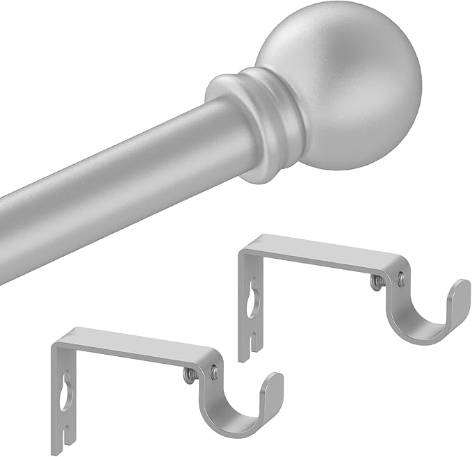 Silver Curtain Rods for Windows by Authandis