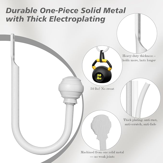 Hion Curtain Holdbacks White 2pcs, Curtain Tiebacks Wall Mounted Curtain Hooks - Image 3
