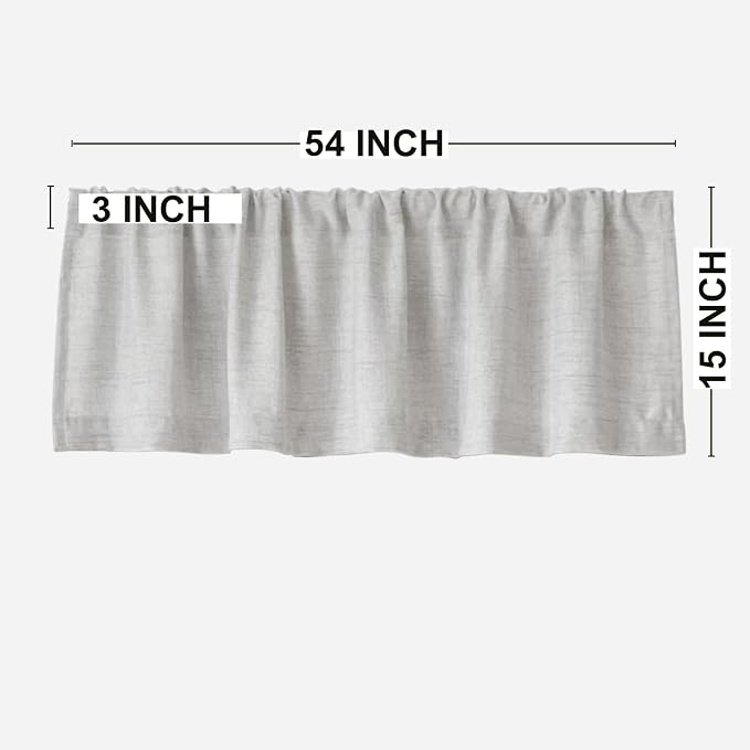 2 Pack Faux Linen Valance for Windows Kitchen Living Room Valances Rod Pocket - Image 7