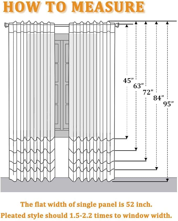 RYB HOME White Sheer Curtains Linen Texture Window Panels, Semi Sheer Light - Image 5