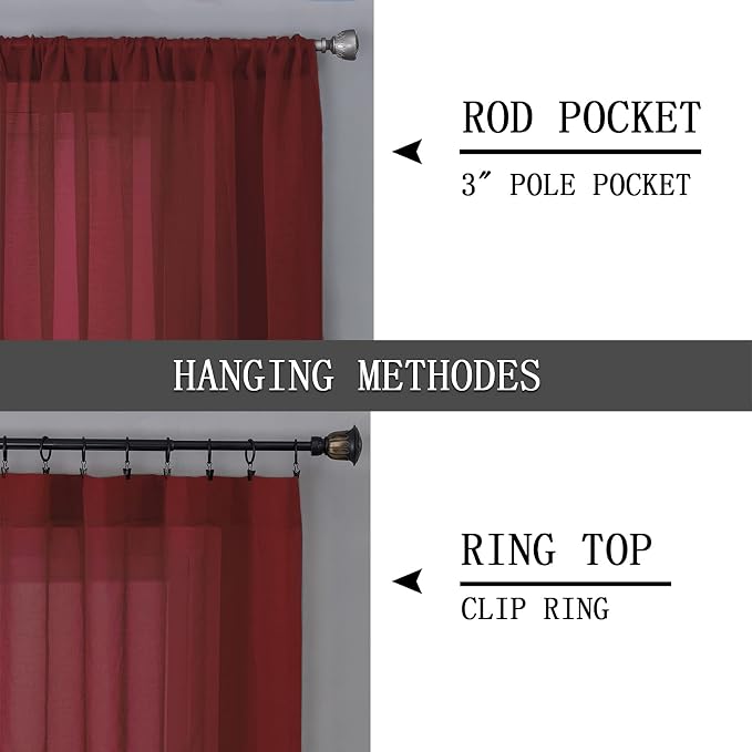 Tollpiz Sheer Curtains Living Room Linen Textured Curtain Sheers Light - Image 5