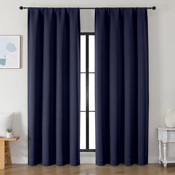 Simplebrand Ava Navy Blue Blackout Curtains by Simplebrand